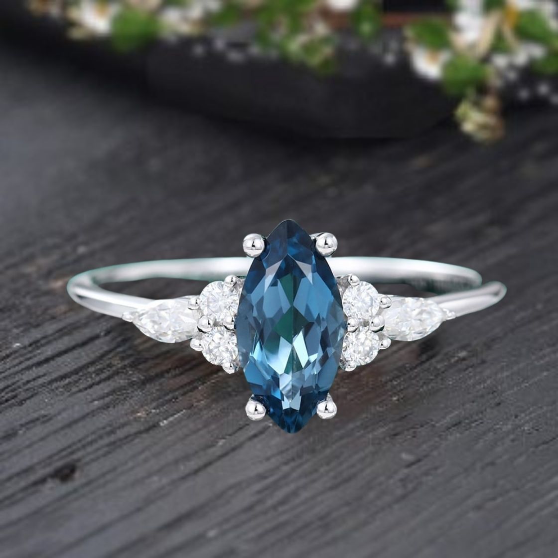 Perfect anniversery ring for your partner with aquamarine stone