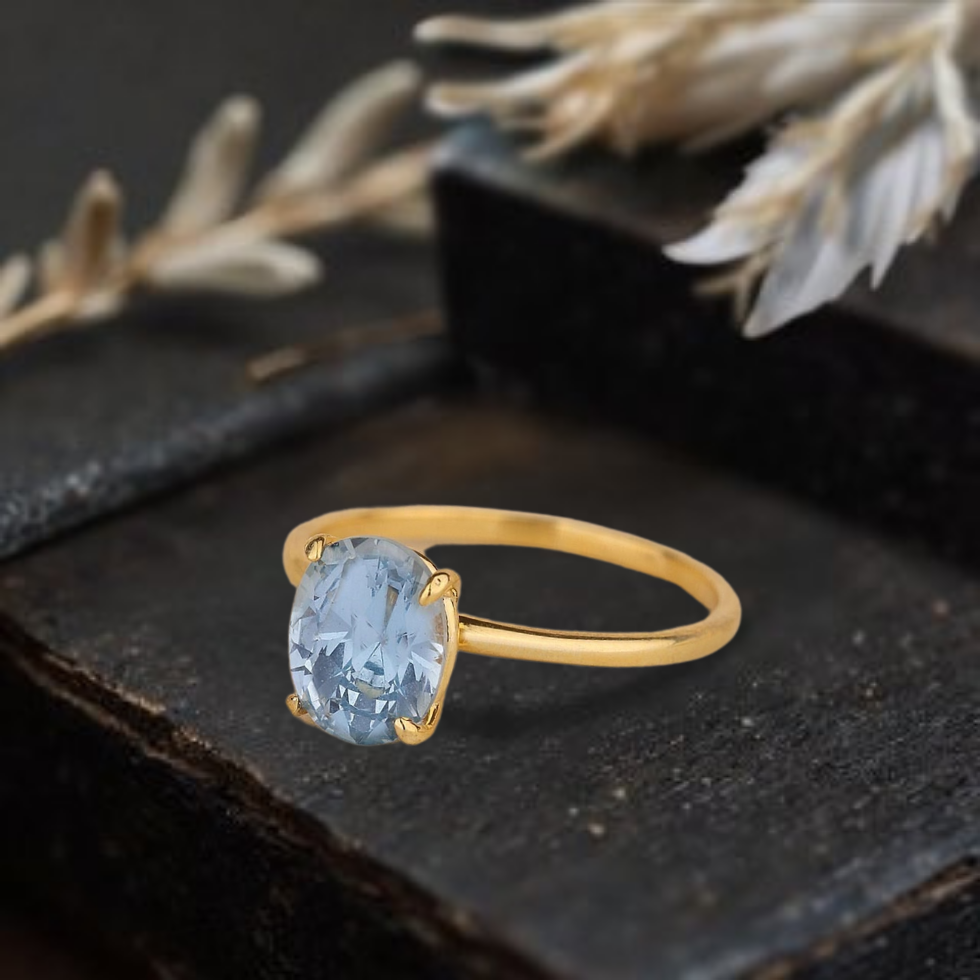 Blue Topaz Gemstone Ring For Women Solitaire Engagement Ring, Jewelry For Women, Birthday Gift